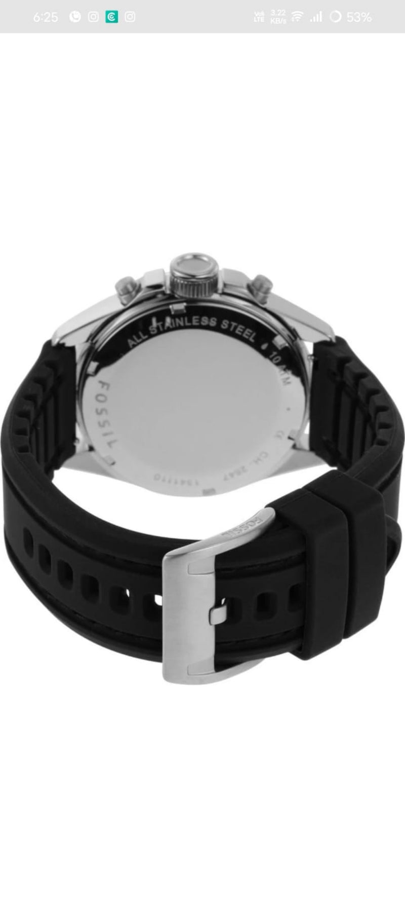 FOSSIL DECKER SILICON WATCH BLACK WITH ORANGE
