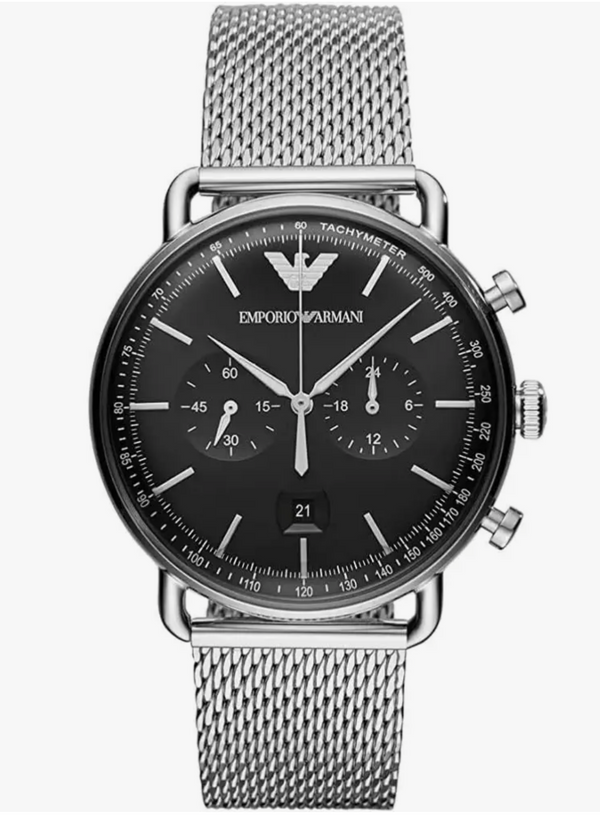 EMPORIO ARMANI MEN BLACK CHRONOGRAPH DIAL WATCH