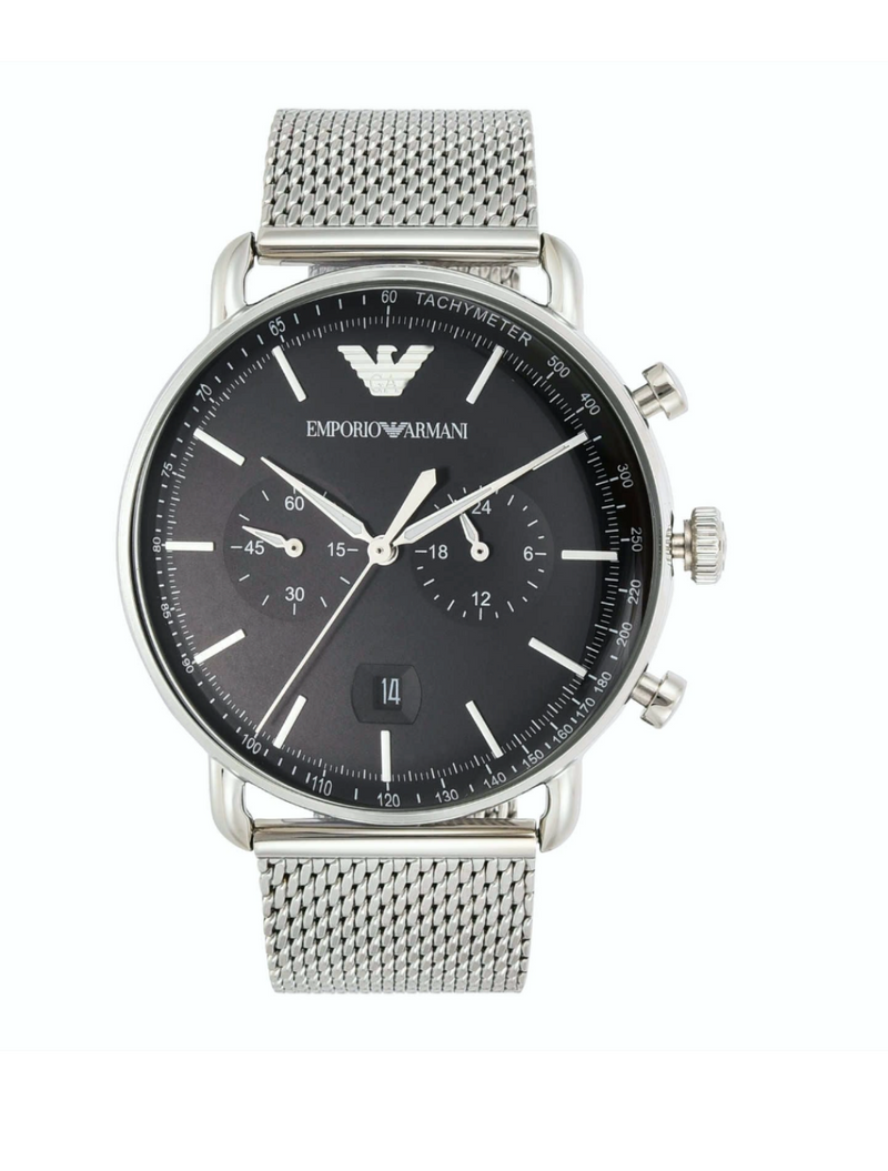 EMPORIO ARMANI MEN BLACK CHRONOGRAPH DIAL WATCH