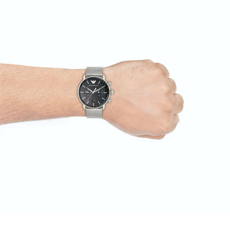 EMPORIO ARMANI MEN BLACK CHRONOGRAPH DIAL WATCH